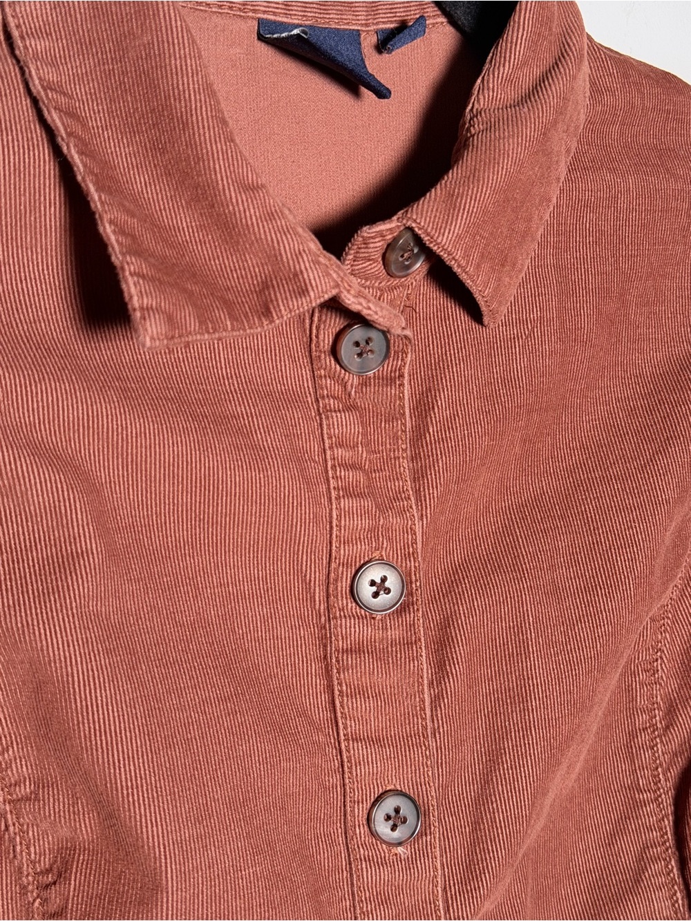GAP Saddle Brown Corduroy Button-Front Puff Sleeve Mini Dress S 100% Cotton - Picture 6 of 13